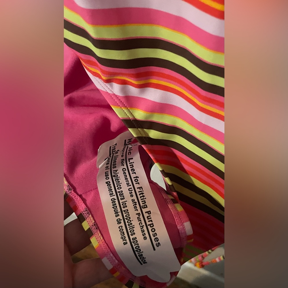 NWT No Boundaries Neon Stripe One‎ Piece Swimsuit XXL Cheeky High Leg - Picture 11 of 11
